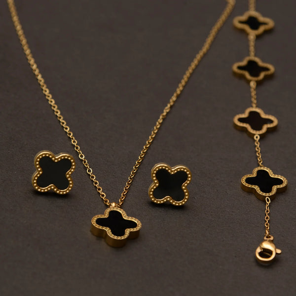 Elegant Clover Stainless Steel Jewelry Set